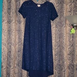 Lularoe Holiday Carly Sparkly Navy Blue w Pocket